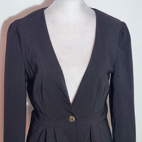 Have Black V-Neck Blazer with Single Button and Peplum Size Small Black Blazer