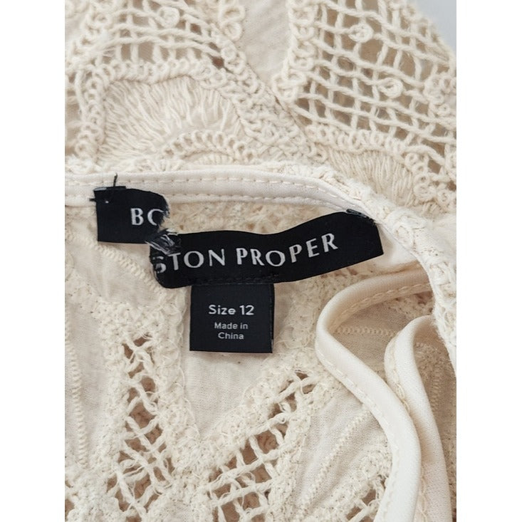 Boston Proper Cream Lace Mini Dress Size 12