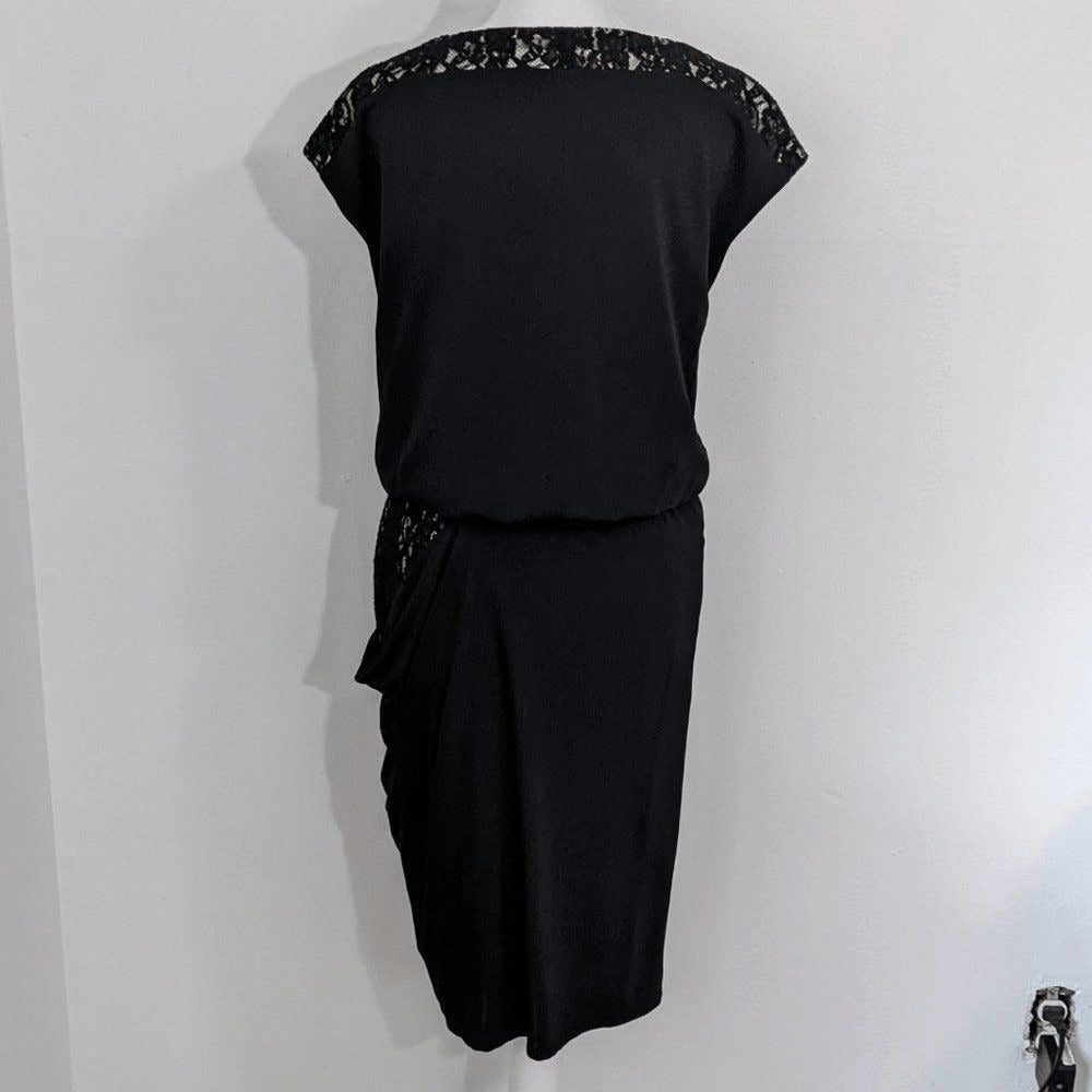 DS Dress Black Tan Cocktail Dress Size 6 Wedding Guest Dress Black Lace Dress
