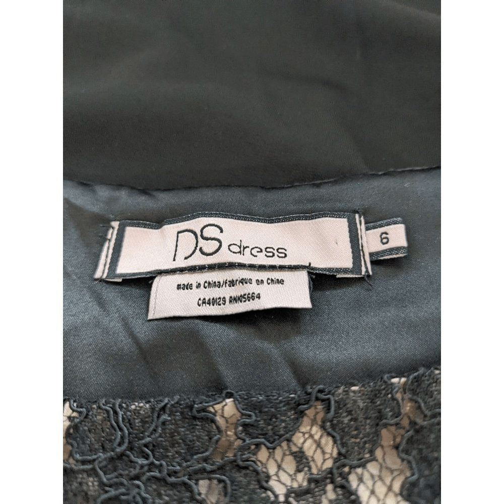 DS Dress Black Tan Cocktail Dress Size 6 Wedding Guest Dress Black Lace Dress
