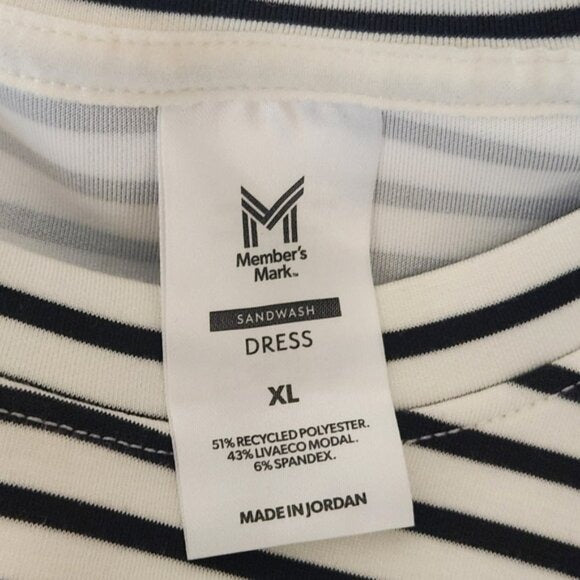 Member’s Mark Black and White Stripe Mini T-Shirt Dress Size XL NWOT