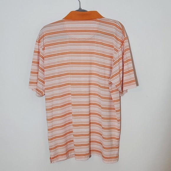 Russell Orange and White Stripe Tennessee Vols Polo Shirt Short Sleeves Size XL