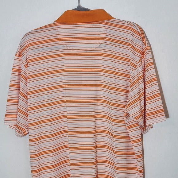 Russell Orange and White Stripe Tennessee Vols Polo Shirt Short Sleeves Size XL