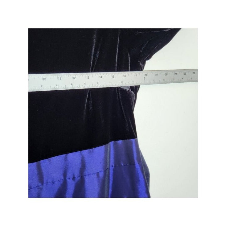 Evan Picone Womens Black Velvet and Indigo Taffeta Cocktail Dress Size 12
