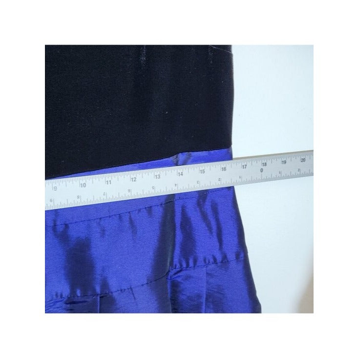 Evan Picone Womens Black Velvet and Indigo Taffeta Cocktail Dress Size 12