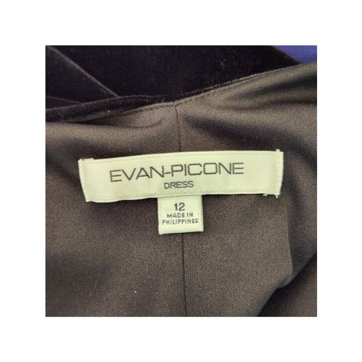 Evan Picone Womens Black Velvet and Indigo Taffeta Cocktail Dress Size 12