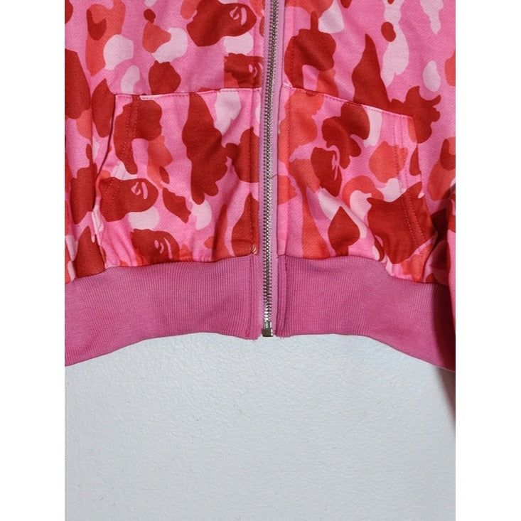 Meysi Kim Pink Camouflage Cropped Hoodie Jacket Size Large