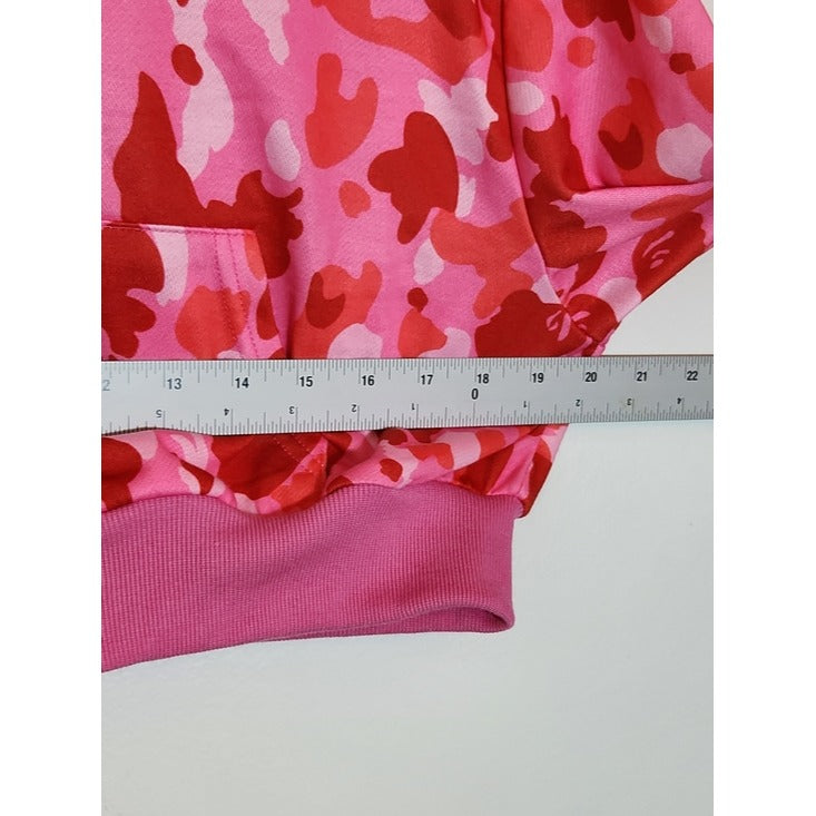 Meysi Kim Pink Camouflage Cropped Hoodie Jacket Size Large