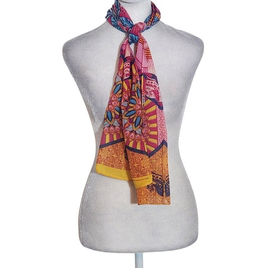Warriors in Pink Breast Cancer Colorful Print Scarf