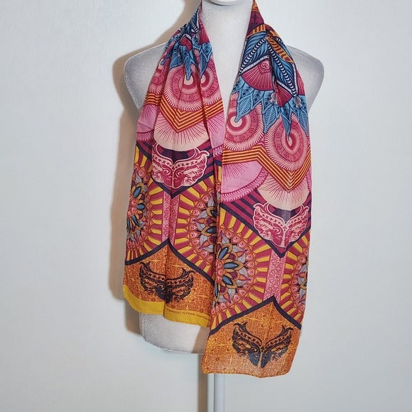Warriors in Pink Breast Cancer Colorful Print Scarf