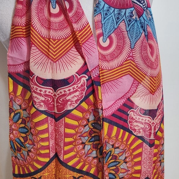 Warriors in Pink Breast Cancer Colorful Print Scarf