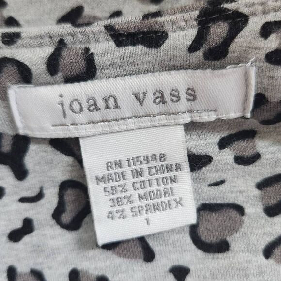 Joan Vass Gray Leopard Print Knit Moto Jacket Size Medium Gray Leopard Jacket