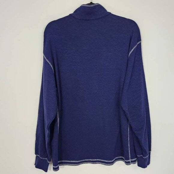 Roundtree & Yorke Navy Quarter-Zip Pullover Size Large Preppy Navy Knit Pullover
