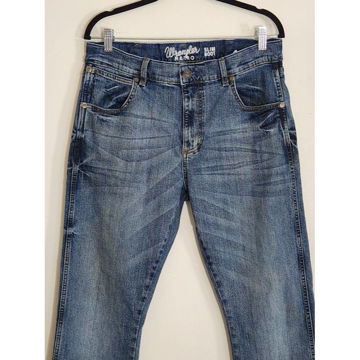 Wrangler Retro Mens Slim Bootcut Jeans Medium Wash Size 33 x 32