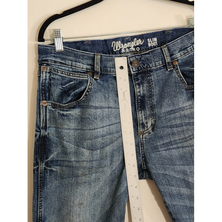 Wrangler Retro Mens Slim Bootcut Jeans Medium Wash Size 33 x 32