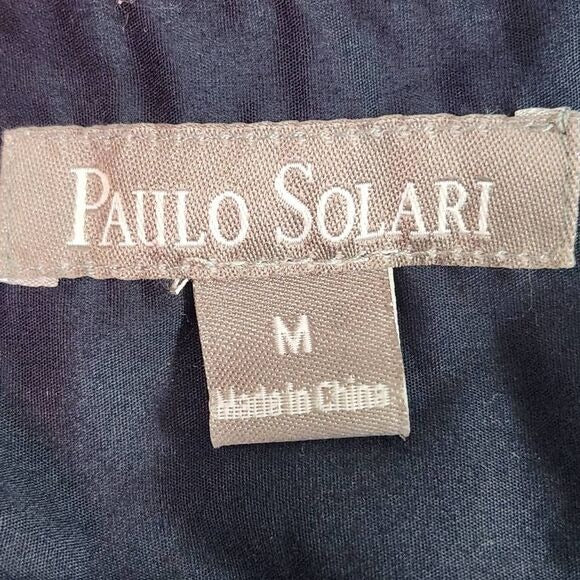 Paulo Solari Navy and White Print Short-Sleeved Button-Down Shirt Size Medium