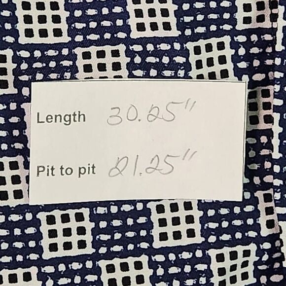 Paulo Solari Navy and White Print Short-Sleeved Button-Down Shirt Size Medium