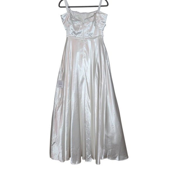 Lulus White Satin Off the Shoulder Wedding Dress NWT Medium Puffy Wedding Gown