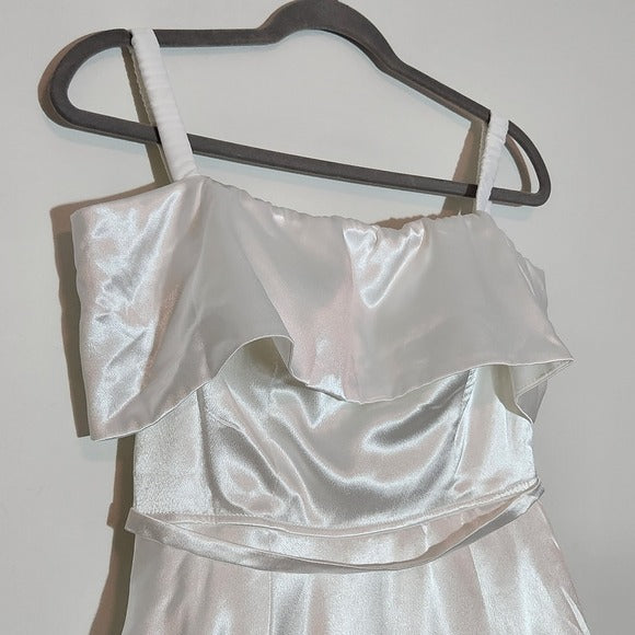 Lulus White Satin Off the Shoulder Wedding Dress NWT Medium Puffy Wedding Gown
