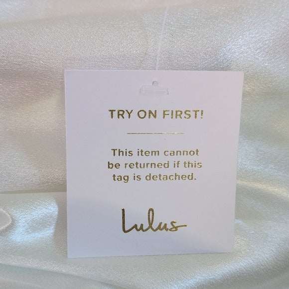 Lulus White Satin Off the Shoulder Wedding Dress NWT Medium Puffy Wedding Gown