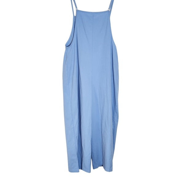 Blue Wide-Leg Cropped Overalls Size Medium