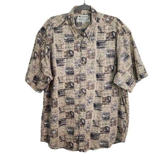 Columbia Khaki Short Sleeve Button Down Shirt Size XL Columbia Fishing Shirt