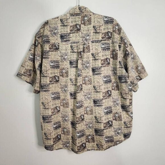 Columbia Khaki Short Sleeve Button Down Shirt Size XL Columbia Fishing Shirt