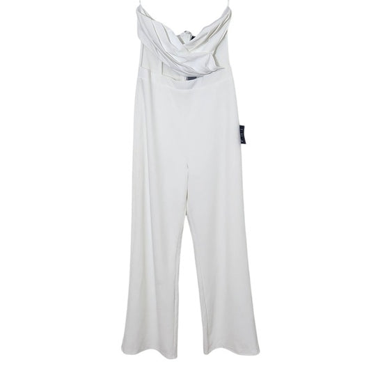 Lulus Strapless White Jumpsuit Size Large, New with flaws
