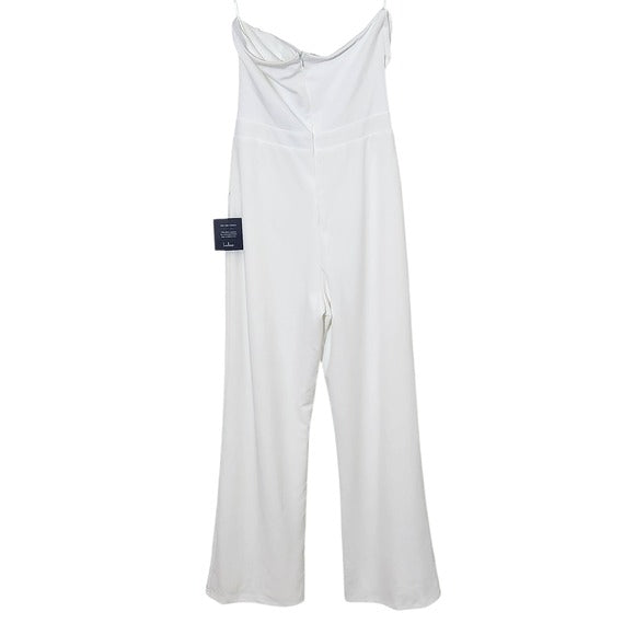 Lulus Strapless White Jumpsuit Size Large, New with flaws