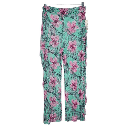 Love 83 Green and Pink Floral Sheer Beach Pants NWT Size 3XL Pull-on Pants