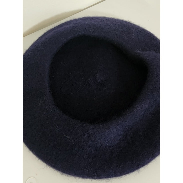 Morgan & Taylor Navy Wool Beret Hat One Size