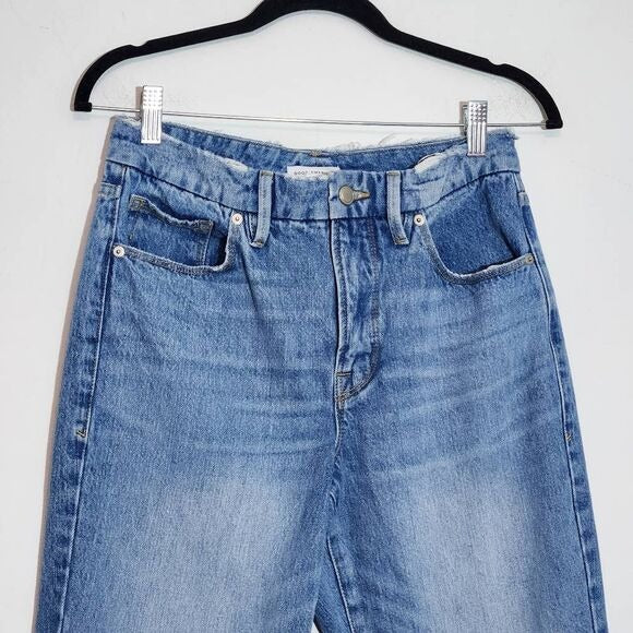 Good American Distressed Cropped Straight Leg Jeans Size 4