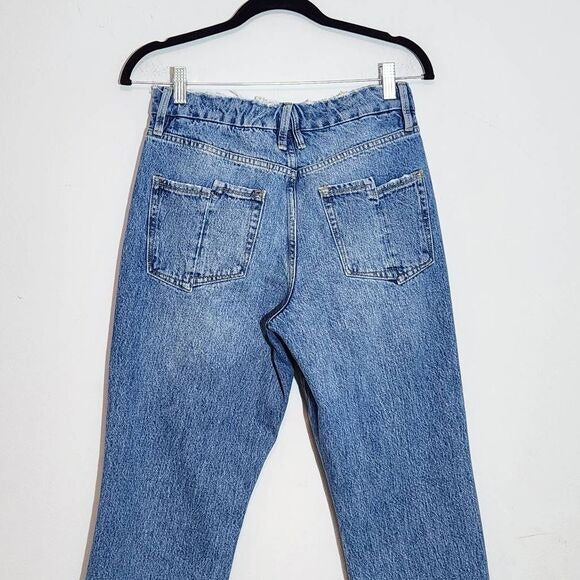 Good American Distressed Cropped Straight Leg Jeans Size 4