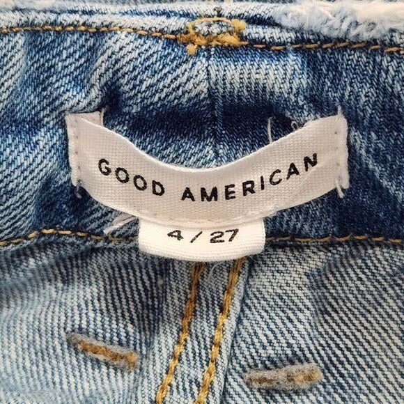 Good American Distressed Cropped Straight Leg Jeans Size 4