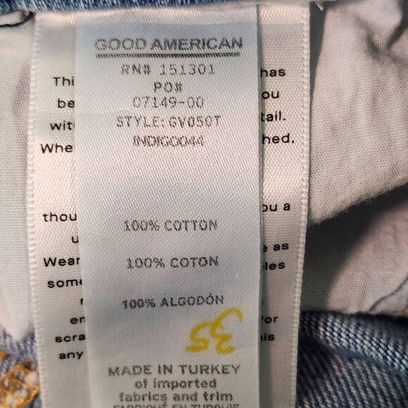 Good American Distressed Cropped Straight Leg Jeans Size 4