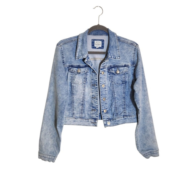 Wax Jeans Light Wash Cropped Trucker Jean Jacket Size Medium