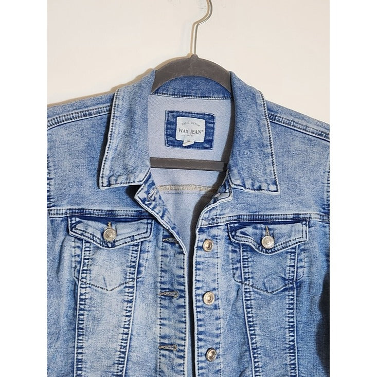 Wax Jeans Light Wash Cropped Trucker Jean Jacket Size Medium
