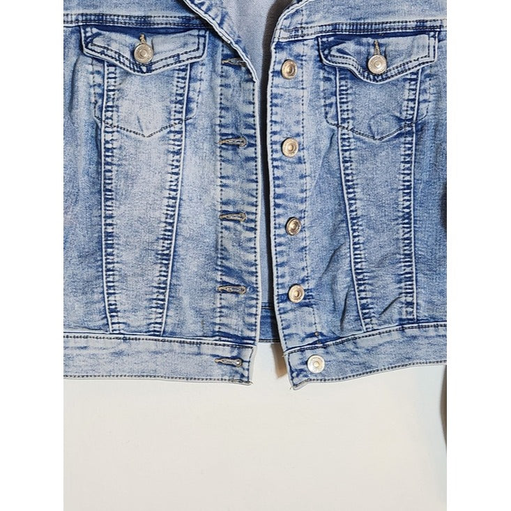 Wax Jeans Light Wash Cropped Trucker Jean Jacket Size Medium