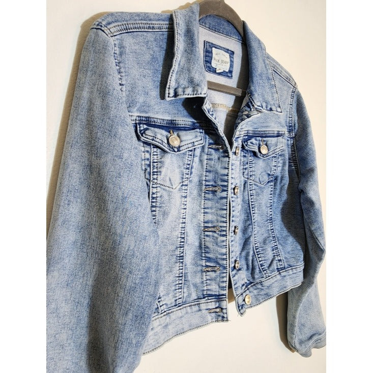 Wax Jeans Light Wash Cropped Trucker Jean Jacket Size Medium