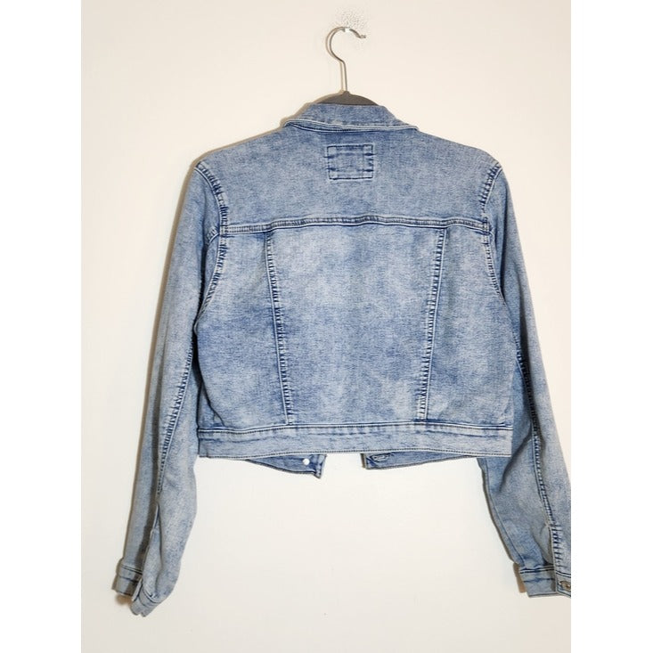 Wax Jeans Light Wash Cropped Trucker Jean Jacket Size Medium