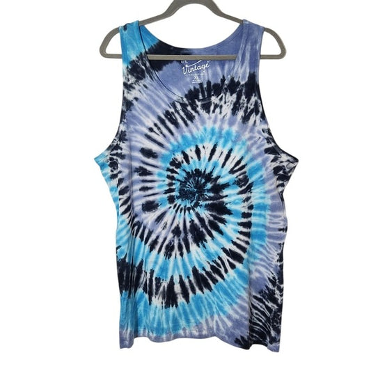 U.S. Vintage Collection Blue and Black Tie-Dye Men's Tank Top Size XL