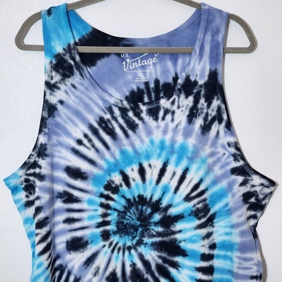 U.S. Vintage Collection Blue and Black Tie-Dye Men's Tank Top Size XL