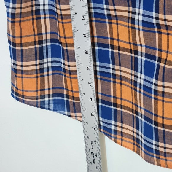 Roundtree & Yorke Orange and Blue Short Sleeve Button Down Shirt Size Large