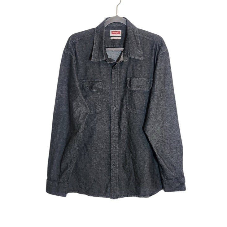 Wrangler Black Lightweight Denim Button-Down Shirt Size XL