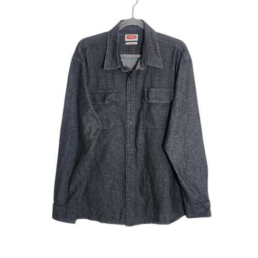 Wrangler Black Lightweight Denim Button-Down Shirt Size XL