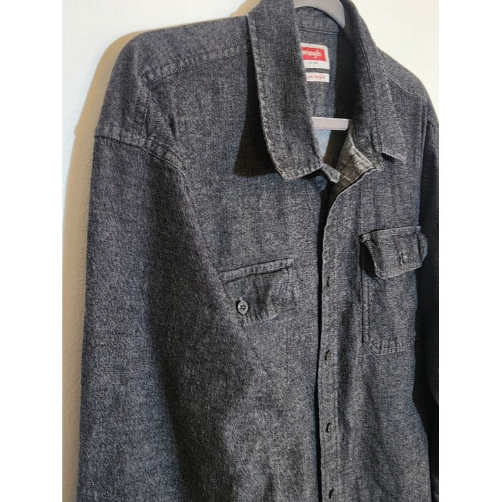 Wrangler Black Lightweight Denim Button-Down Shirt Size XL