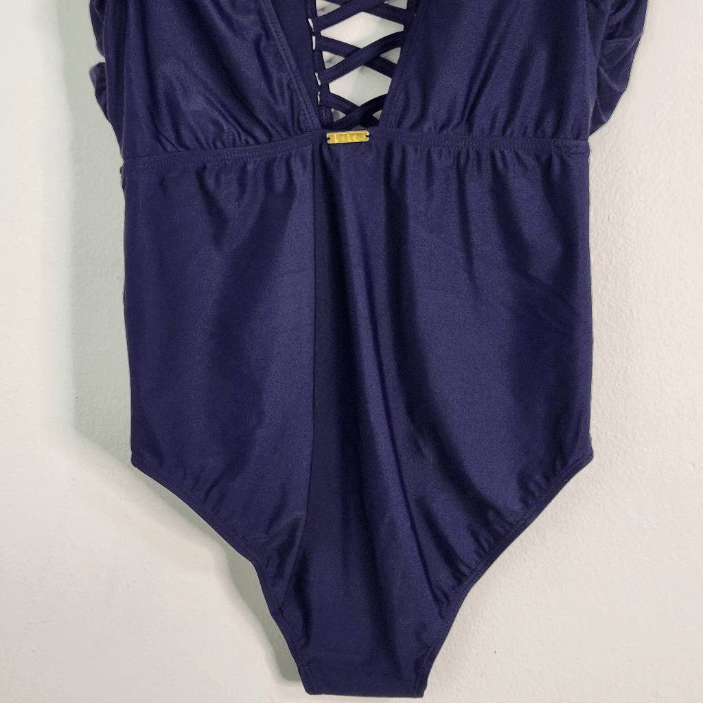 Nicole Miller Navy One-Piece Swimsuit NWT Size 6 Navy Swimwear