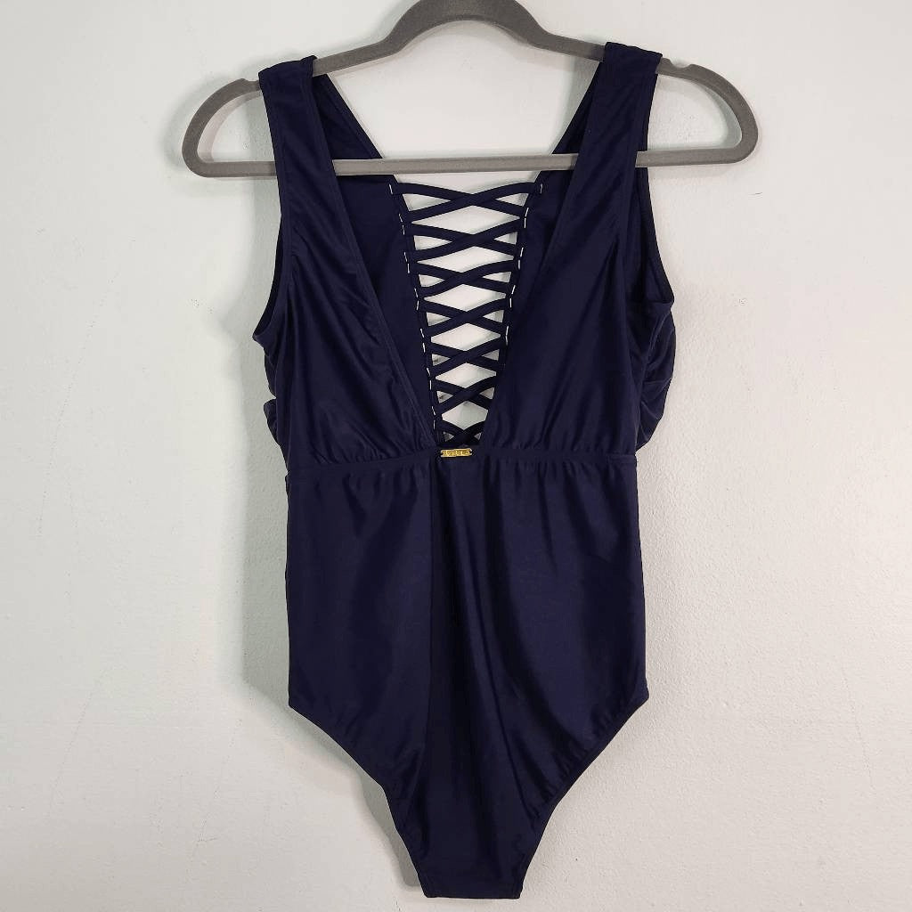 Nicole Miller Navy One-Piece Swimsuit NWT Size 6 Navy Swimwear