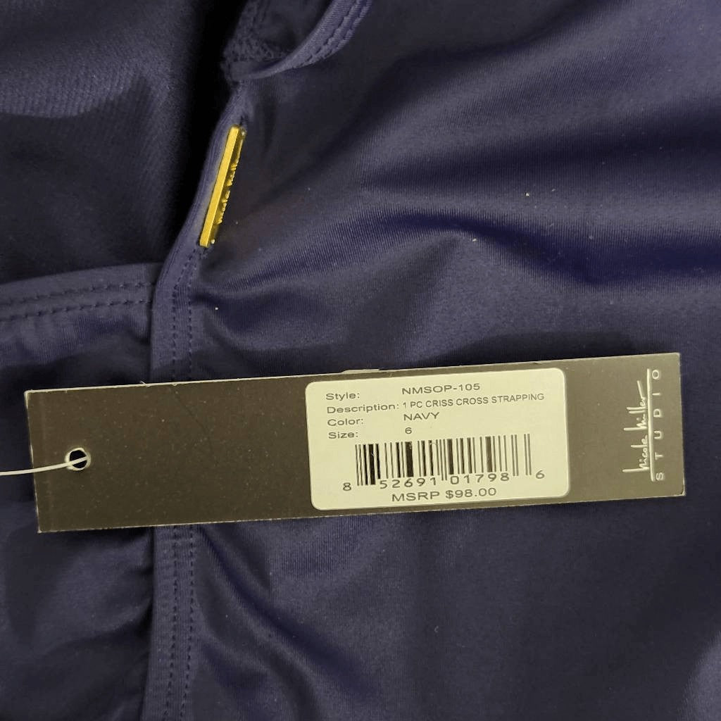 Nicole Miller Navy One-Piece Swimsuit NWT Size 6 Navy Swimwear