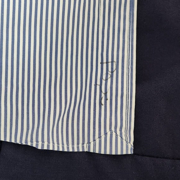 Ralph Lauren Blue Striped Button-Down Shirt Size 18/34-35 Preppy Stripe Shirt